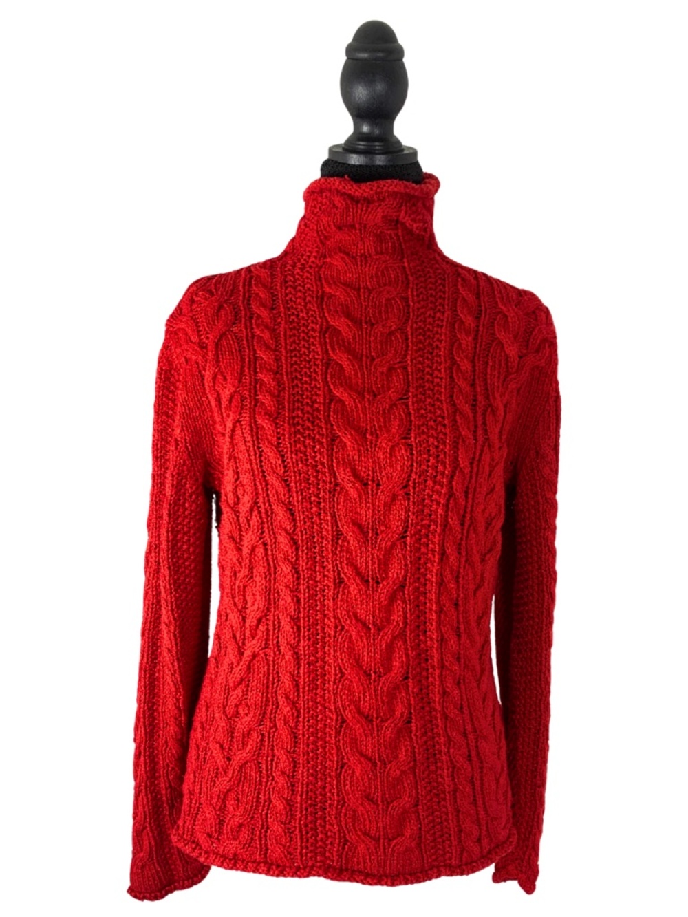 Lauren Ralph Lauren Red Cable Knit Turtleneck Sweater M Equestrian Preppy